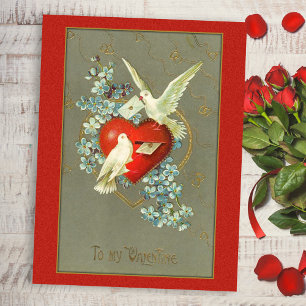 Vintage Love birds Valentine vykort