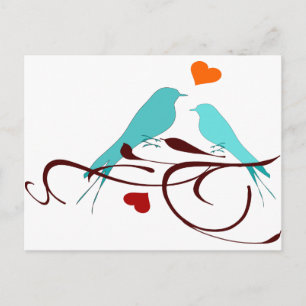 Vintage Love birds Vykort