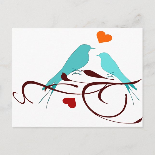 Vintage Love birds Vykort (Framsida)