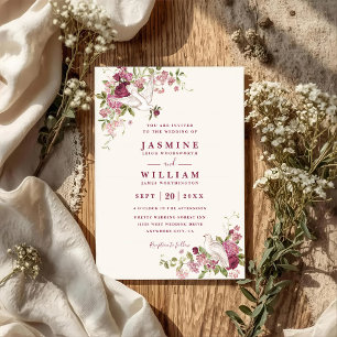 Vintage Love Duvor Elegant QR-kod Bröllop Inbjudningar