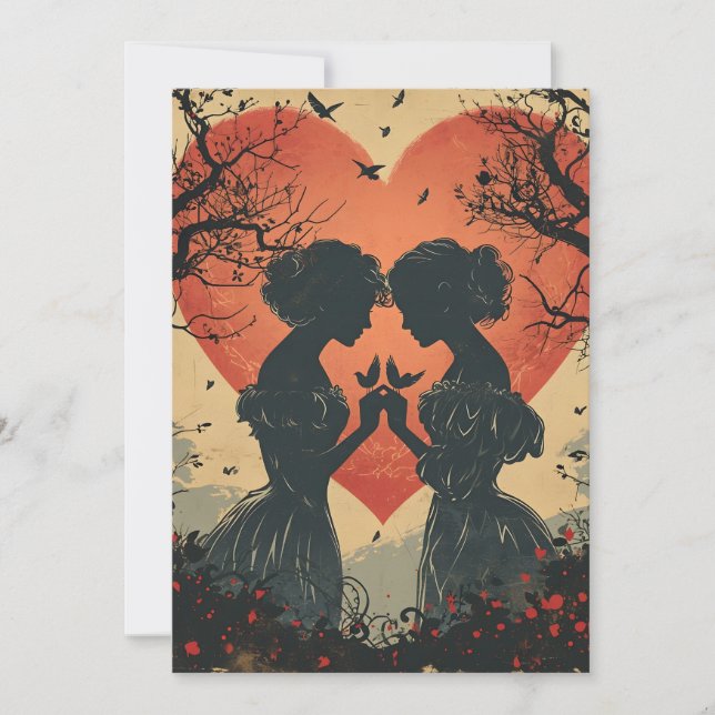 Vintage Love HBTQ Alla hjärtans dag  Julkort (Framsida)