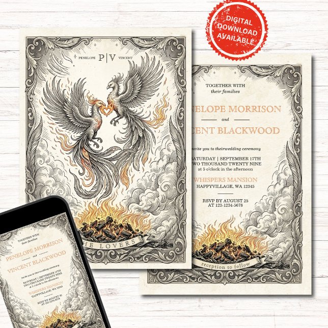 Vintage Love | Tarot Wedding Invitation Inbjudningar (Skapare uppladdad)