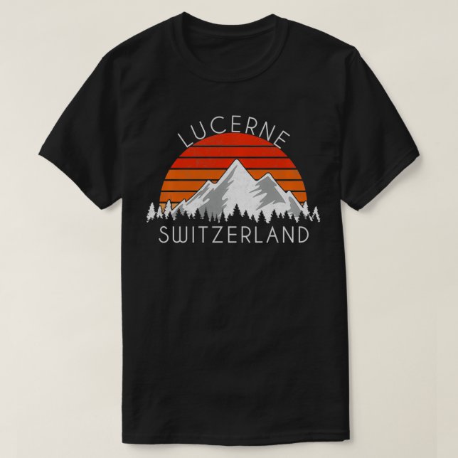 Vintage Lucerne Schweiz Distress T Shirt (Design framsida)