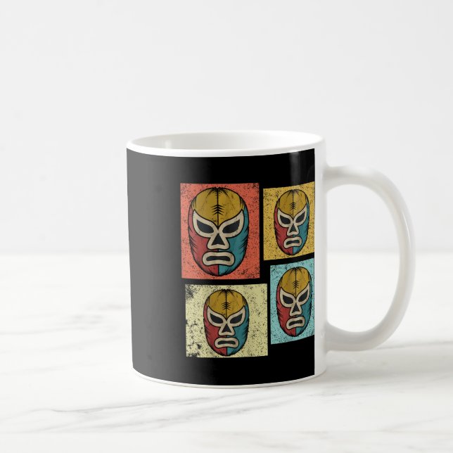 Vintage Lucha Libre-masker Roliga Retro Mexikanska Kaffemugg (Höger)