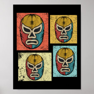 Vintage Lucha Libre-masker Roliga Retro Mexikanska Poster