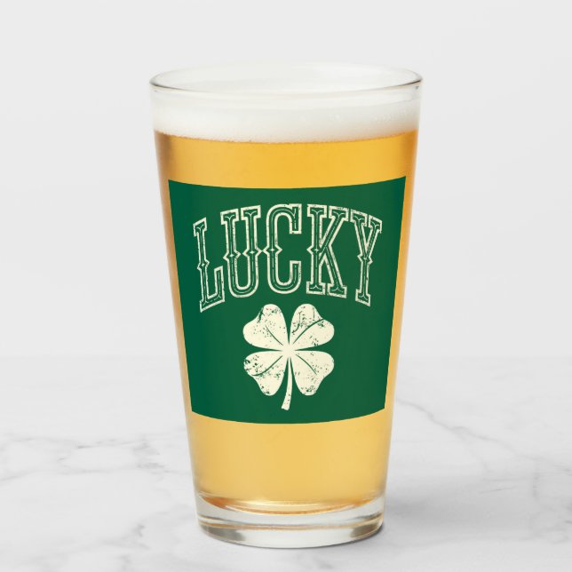 Vintage Lucky Clover St. Patricks dag  Glaskopp (Framsida fylld)