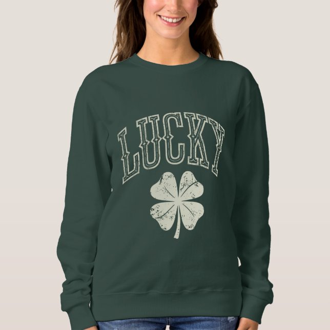 Vintage Lucky Clover St. Patricks dag  T Shirt (Framsida)