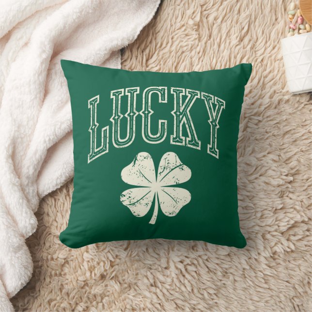 Vintage Lucky Clover St. Patrick's Day  Kudde (Filt)