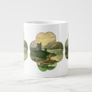Vintage Lucky Gold Shamrock med ett irländskt slot Jumbo Mugg