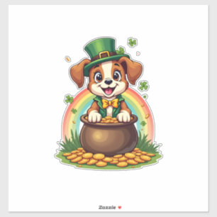 Vintage Lucky Leprechaun Valp Rainbow Guldgryte Klistermärken