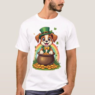 Vintage Lucky Leprechaun Valp Regnbåge Guldgruva T Shirt