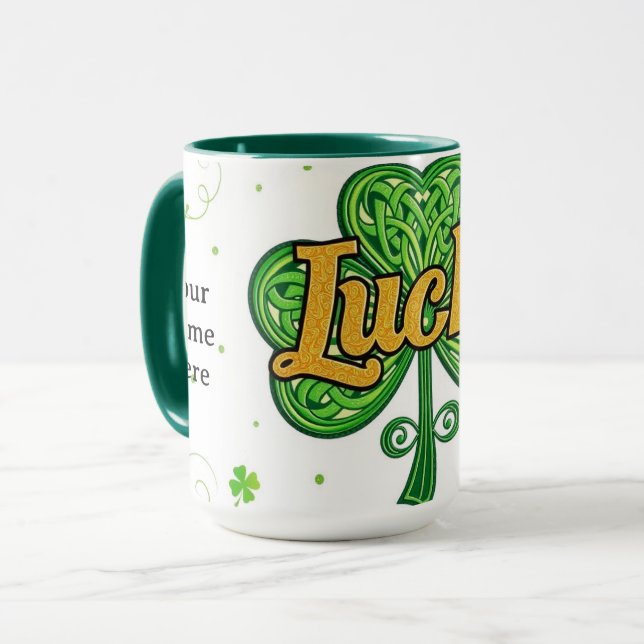 Vintage Lucky Shamrock-mönster St. Paddy's Mugg (Framsida vänster)