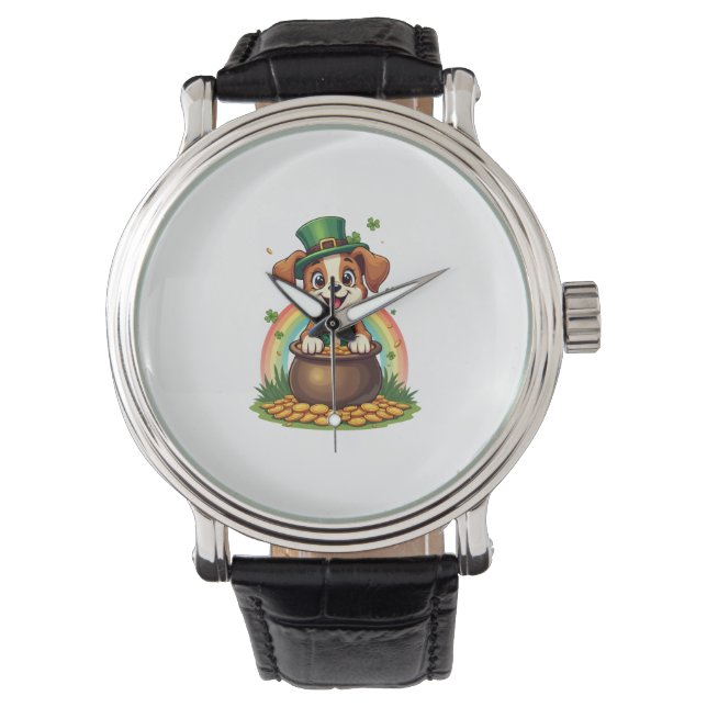 Vintage Lucky Tomte Valp Regnbåge Guldgruva Armbandsur (Framsida)
