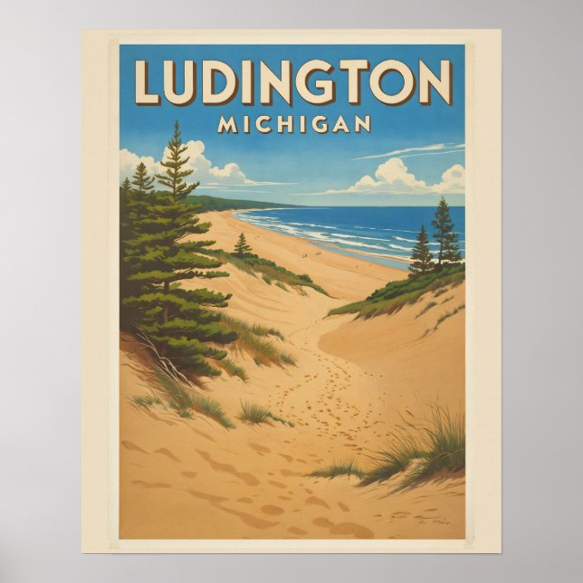 Vintage Ludington Michigan Poster (Framsidan)