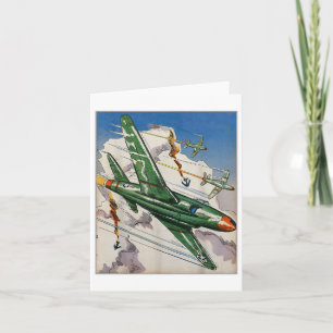 Vintage Luft Force US Jet Fighter Usa Krig Aviatio Kort