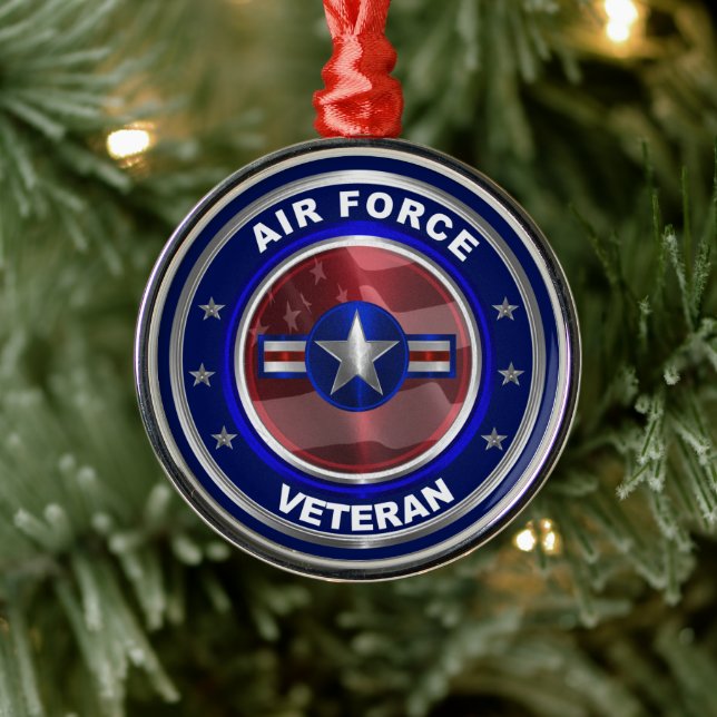 Vintage Luft Force Veteran Keepsaké jul Julgransprydnad Metall (Träd)