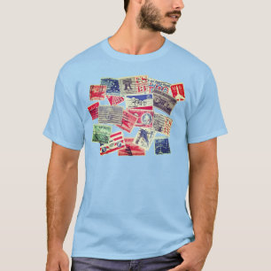 Vintage Luft Mail Postage Frimärke Unisex T-Shirt