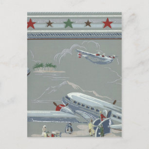 Vintage Luft Travel i Grått Vykort