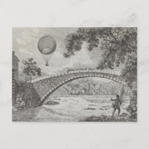 Vintage Luftballong Art Teckning Vykort