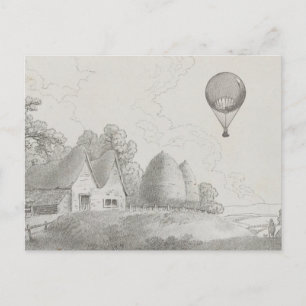 Vintage Luftballong Art Teckning Vykort