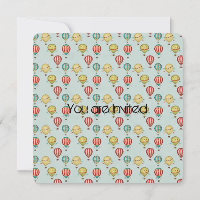 Vintage Luftballong Babykläder Inbjudningar (Framsida)