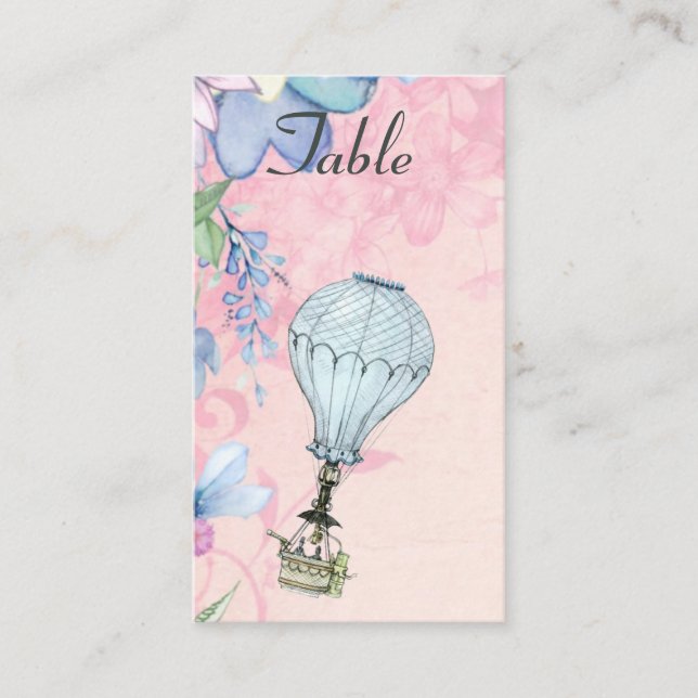 Vintage Luftballong Bröllop Placeringskort (Framsida)