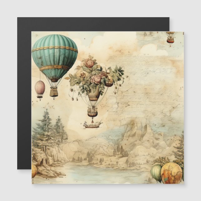 Vintage Luftballong i ett serenlandskap (1) (Fram/baksida)