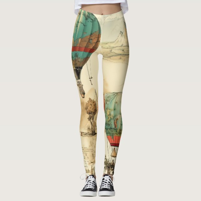 Vintage Luftballong i ett serenlandskap (10) Leggings (Framsida)