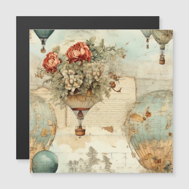 Vintage Luftballong i ett serenlandskap (3) (Fram/baksida)