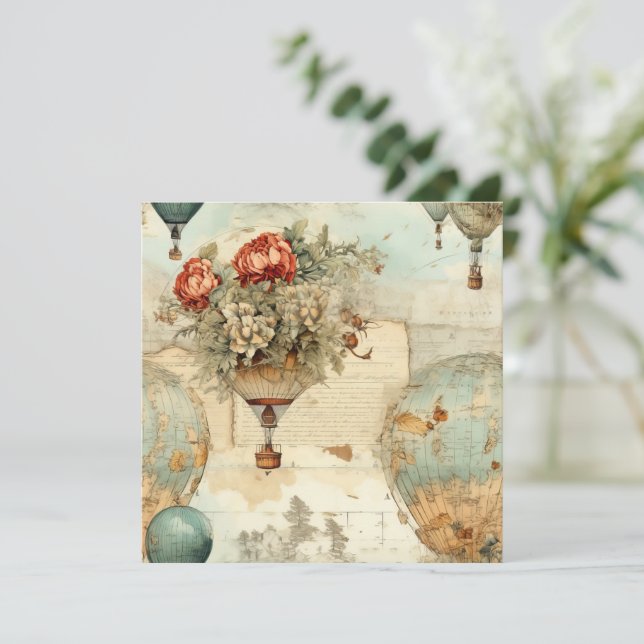 Vintage Luftballong i ett serenlandskap (3) (Stående Fram)