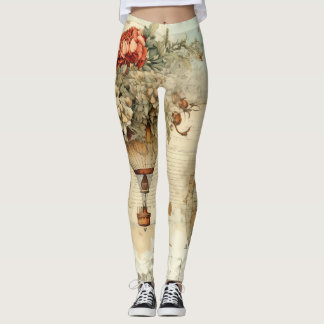 Vintage Luftballong i ett serenlandskap (3) Leggings