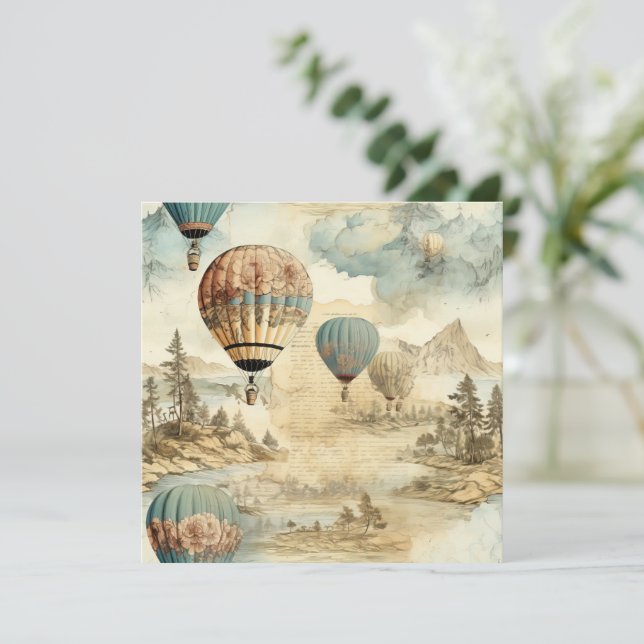 Vintage Luftballong i ett serenlandskap (7) (Stående Fram)