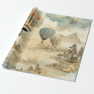 Vintage Luftballong i ett serenlandskap (7) Presentpapper