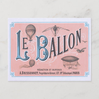 Vintage Luftballong Postcard Paris Vykort