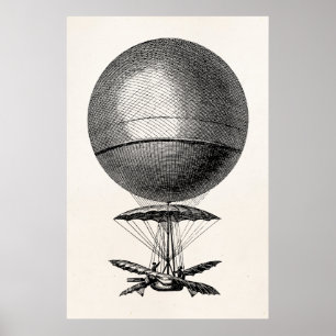 Vintage Luftballong Retro Airship Gamla ballonger Poster