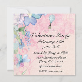 Vintage Luftballong Ride Valentine-inbjudningar Inbjudningar