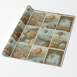 Vintage Luftballong Samla in kort Mönster Presentpapper
