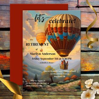 Vintage Luftballong Travel Pension Party Inbjudningar