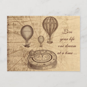 Vintage luftballonger - steampunk vykort