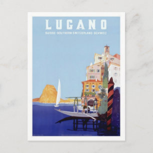 Vintage Lugano, Schweiz Travel Vykort