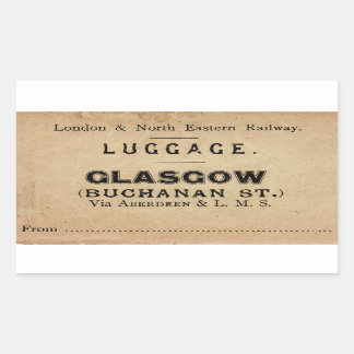 Vintage Luggage Label Glasgow Wristlet Purse Rektangulärt Klistermärke