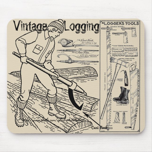 "Vintage Lumberjack Verktyg" Musmatta (Framsidan)