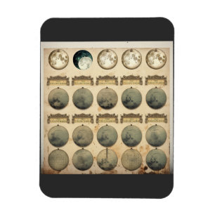 Vintage Lunar Cycle Chart - Celestial Måne Phases Magnet