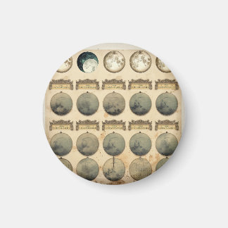Vintage Lunar Cycle Chart - Celestial Måne Phases Magnet