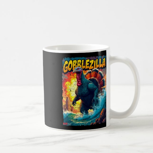 Vintage Lundny Thanksgiving Dag Gobblezilla Turkie Kaffemugg (Höger)