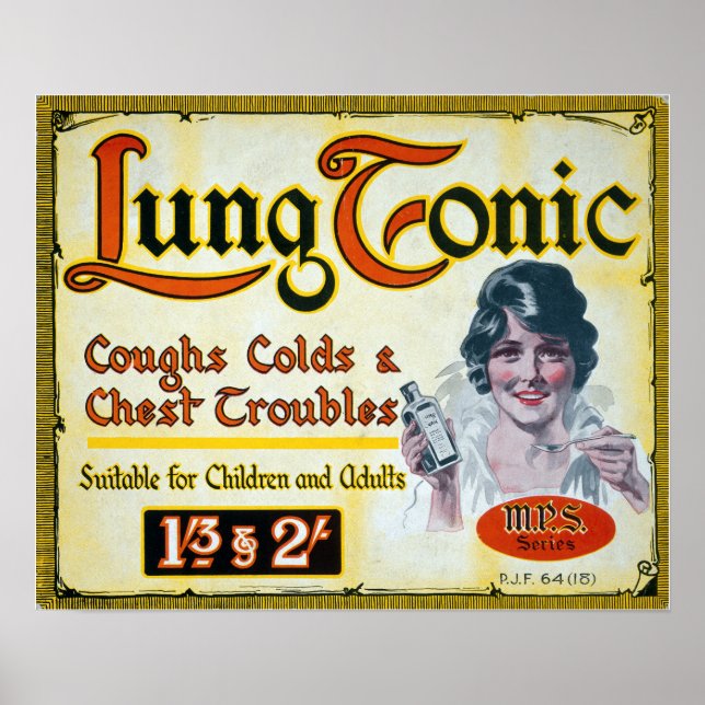 Vintage Lung Tonic Medical Drug Advertisement Poster (Framsidan)