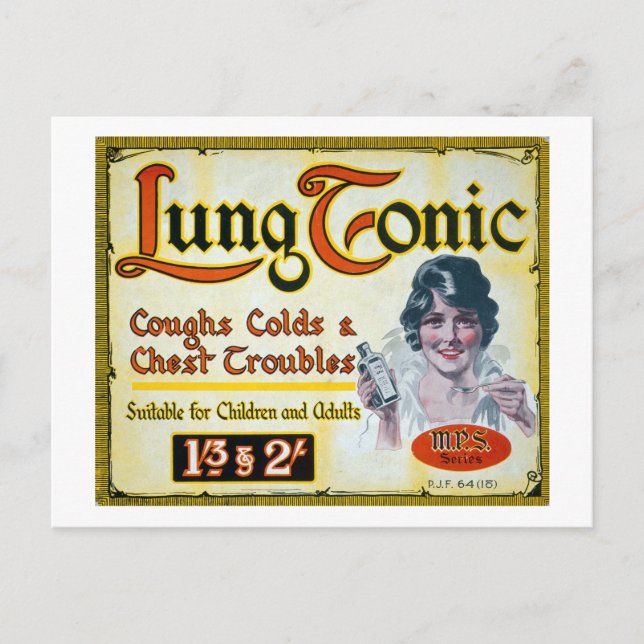 Vintage Lung Tonic Medical Drug Advertisement Vykort (Framsida)