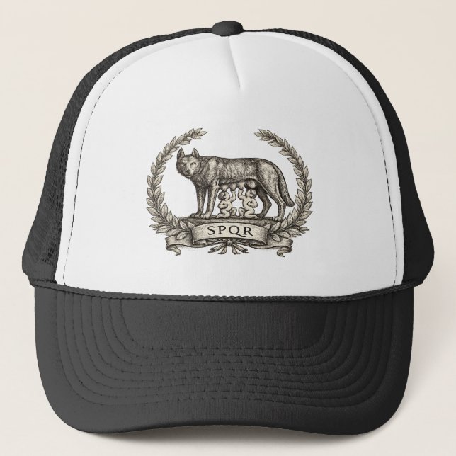 Vintage Lupa Capitolina Romulus Remus SPQR Emblem Keps (Framsida)