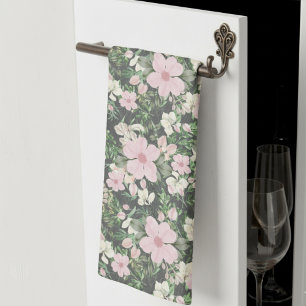 Vintage Lush Rosa Botanical Mönster Kökshandduk