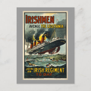 Vintage Lusitania Irishmen Avenge! Vykort